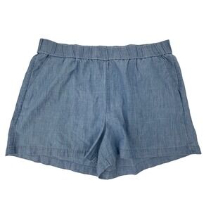 J.Crew Womens XL Tropez Chambray‎ Pull On Elastic Waist Casual Shorts CA349